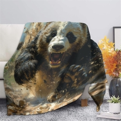 Giant Panda Plaid en Polaire Imprimé 3D Couverture Douce Confortable pour Canapé Lit Bureau
