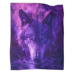 Loup Plaid en Polaire Imprimé 3D Couverture Douce Confortable pour Canapé Lit Bureau