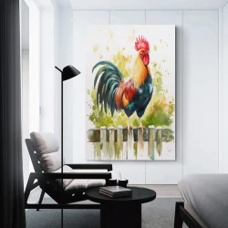 Coq Peinture sur toile sans cadre, impressions posters art mural pour déco maison chambre bureau