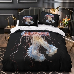 Méduse Housse de Couette Imprimée 3D Douce 3 Pièces Literie Garçons Filles