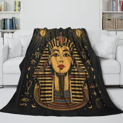 Pharaon égyptien Plaid en Polaire Imprimé 3D Couverture Douce Confortable pour Canapé Lit Bureau
