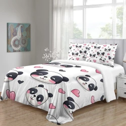 Panda Housse de Couette Imprimée 3D Douce 3 Pièces Literie Garçons Filles