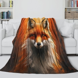 Fox 3D Printed Fleece Throw Blanket Soft Cozy Blanket for Couch Sofa Bed Office