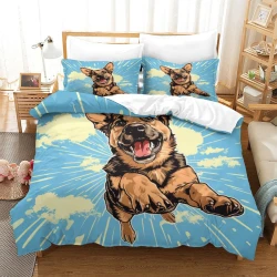 Berger allemand Housse de Couette Imprimée 3D Douce 3 Pièces Literie Garçons Filles