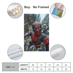 Marvel Deadpool Peinture sur toile sans cadre, impressions posters art mural pour déco maison chambre bureau