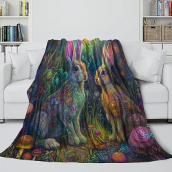 Lapin Petit lapin Plaid en Polaire Imprimé 3D Couverture Douce Confortable pour Canapé Lit Bureau