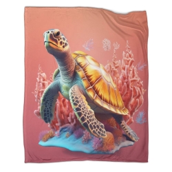 Tortue de mer Plaid en Polaire Imprimé 3D Couverture Douce Confortable pour Canapé Lit Bureau