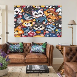 Chien Peinture sur toile sans cadre, impressions posters art mural pour déco maison chambre bureau
