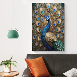 Paon Peinture sur toile sans cadre, impressions posters art mural pour déco maison chambre bureau