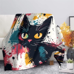 Chat Plaid en Polaire Imprimé 3D Couverture Douce Confortable pour Canapé Lit Bureau