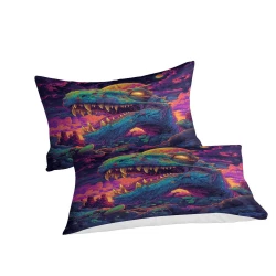 Dinosaure Housse de Couette Imprimée 3D Douce 3 Pièces Literie Garçons Filles