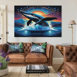 Baleine Peinture sur toile sans cadre, impressions posters art mural pour déco maison chambre bureau