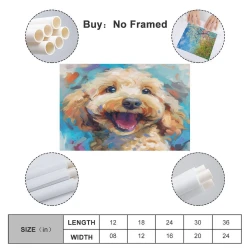 Chien mignon Peinture sur toile sans cadre, impressions posters art mural pour déco maison chambre bureau