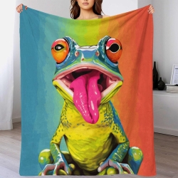 Grenouille Plaid en Polaire Imprimé 3D Couverture Douce Confortable pour Canapé Lit Bureau