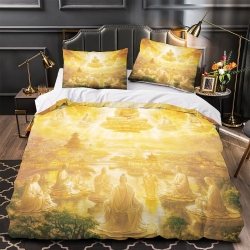 Bouddha Housse de Couette Imprimée 3D Douce 3 Pièces Literie Garçons Filles