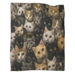 Chat Plaid en Polaire Imprimé 3D Couverture Douce Confortable pour Canapé Lit Bureau