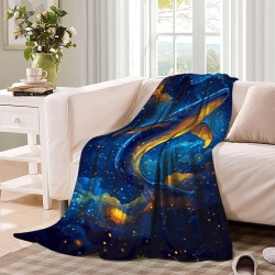 Baleine Plaid en Polaire Imprimé 3D Couverture Douce Confortable pour Canapé Lit Bureau