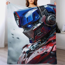 Transformers Optimus Prime Plaid en Polaire Imprimé 3D Couverture Douce Confortable pour Canapé Lit Bureau