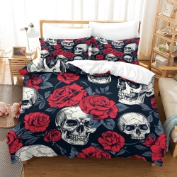Crâne Housse de Couette Imprimée 3D Douce 3 Pièces Literie Garçons Filles