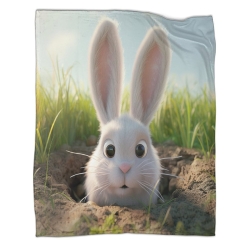 Lapin Petit lapin Plaid en Polaire Imprimé 3D Couverture Douce Confortable pour Canapé Lit Bureau