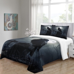 Corbeau Housse de Couette Imprimée 3D Douce 3 Pièces Literie Garçons Filles