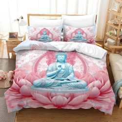 Bouddha Housse de Couette Imprimée 3D Douce 3 Pièces Literie Garçons Filles