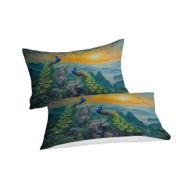 Paon Housse de Couette Imprimée 3D Douce 3 Pièces Literie Garçons Filles