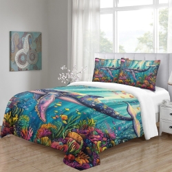 Baleine Housse de Couette Imprimée 3D Douce 3 Pièces Literie Garçons Filles