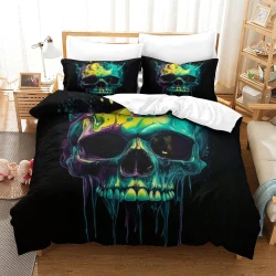 Crâne Housse de Couette Imprimée 3D Douce 3 Pièces Literie Garçons Filles