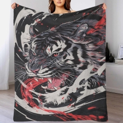 Tigre Plaid en Polaire Imprimé 3D Couverture Douce Confortable pour Canapé Lit Bureau