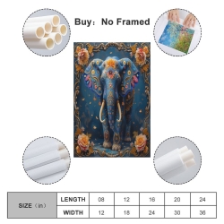 Éléphant Peinture sur toile sans cadre, impressions posters art mural pour déco maison chambre bureau