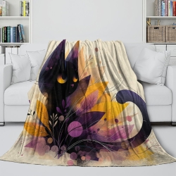 Cute Chat Plaid en Polaire Imprimé 3D Couverture Douce Confortable pour Canapé Lit Bureau