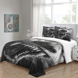 Loup Housse de Couette Imprimée 3D Douce 3 Pièces Literie Garçons Filles