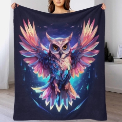 Hibou Plaid en Polaire Imprimé 3D Couverture Douce Confortable pour Canapé Lit Bureau