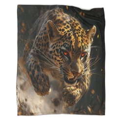 Léopard Plaid en Polaire Imprimé 3D Couverture Douce Confortable pour Canapé Lit Bureau