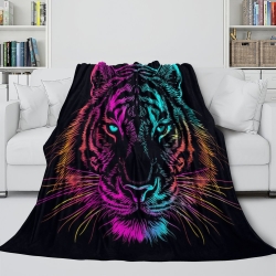 Tigre Plaid en Polaire Imprimé 3D Couverture Douce Confortable pour Canapé Lit Bureau
