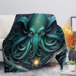 Mythe de l'horreur Cthulhu Plaid en Polaire Imprimé 3D Couverture Douce Confortable pour Canapé Lit Bureau