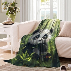 Giant Panda Plaid en Polaire Imprimé 3D Couverture Douce Confortable pour Canapé Lit Bureau