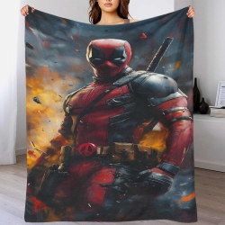 Marvel Deadpool Plaid en Polaire Imprimé 3D Couverture Douce Confortable pour Canapé Lit Bureau