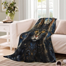 Chat Plaid en Polaire Imprimé 3D Couverture Douce Confortable pour Canapé Lit Bureau