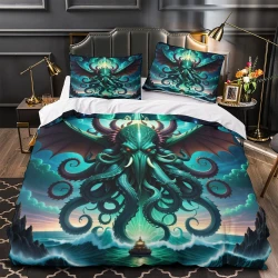 Mythe de l'horreur Cthulhu Housse de Couette Imprimée 3D Douce 3 Pièces Literie Garçons Filles
