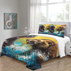 Lion Housse de Couette Imprimée 3D Douce 3 Pièces Literie Garçons Filles