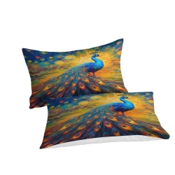 Paon Housse de Couette Imprimée 3D Douce 3 Pièces Literie Garçons Filles