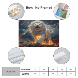 Lion Peinture sur toile sans cadre, impressions posters art mural pour déco maison chambre bureau