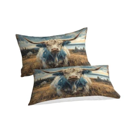 Vache des Highlands Housse de Couette Imprimée 3D Douce 3 Pièces Literie Garçons Filles