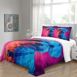Yorkshire Terrier Housse de Couette Imprimée 3D Douce 3 Pièces Literie Garçons Filles