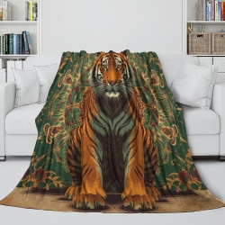 Tigre Plaid en Polaire Imprimé 3D Couverture Douce Confortable pour Canapé Lit Bureau
