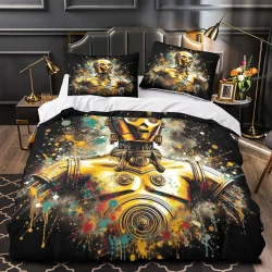 C-3PO Star Wars Housse de Couette Imprimée 3D Douce 3 Pièces Literie Garçons Filles  