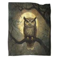 Hibou Plaid en Polaire Imprimé 3D Couverture Douce Confortable pour Canapé Lit Bureau