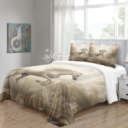 Cheval Housse de Couette Imprimée 3D Douce 3 Pièces Literie Garçons Filles